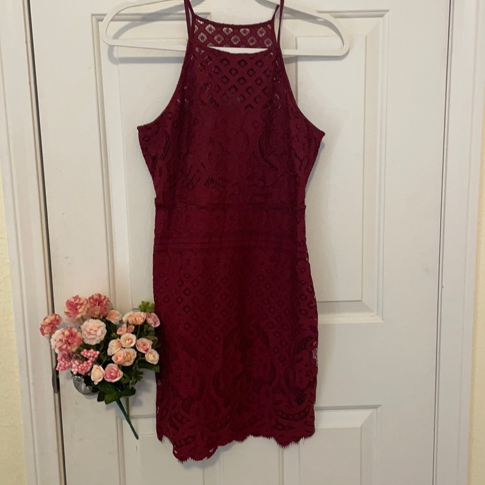 Express burgundy lace dress